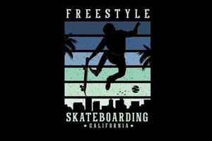 Freestyle-Skateboarding Kalifornien Silhouette Design vektor