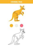 Färg söt tecknad serie känguru. kalkylblad för ungar. vektor