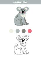 Färg söt tecknad serie koala. kalkylblad för ungar. vektor