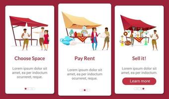 Basar Business Onboarding mobile App-Bildschirm-Flat-Vorlage vektor