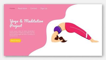 Yoga- und Meditationsprojekt-Landingpage-Vektorvorlage. vektor