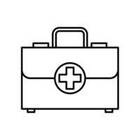 Krankenwagen Koffer Symbol. zuerst Hilfe Bausatz, medizinisch Fall Tasche, Medizin Box mit Kreuz Notfall Symbol. Klinik Ausrüstung zum Rettung diagnostisch. Vektor Illustration Design.