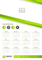 2024 vägg kalender vektor illustration. vecka börjar på söndag, enkel planerare design mall, 2024 år företags- företag kalender design mall. använda sig av till vägg, skrivbord eller företag planerare kalender.