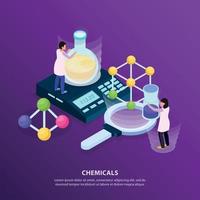 isometrische chemikalienforschung hintergrund vektorillustration vektor