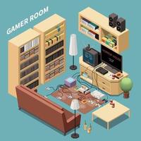 Gamers Room isometrische Zusammensetzung Vektor-Illustration vektor