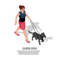 blinder Blindenführhund isometrische Bildvektorillustration