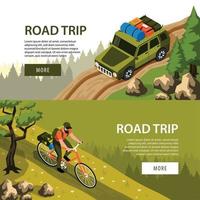 isometrische Camping horizontale Banner-Vektor-Illustration vektor