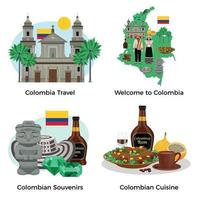 colombia turism koncept ikoner anger vektorillustration vektor