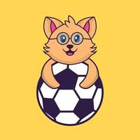 söt katt som spelar fotboll. vektor