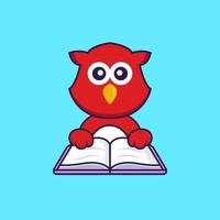 süßer Vogel, der ein Buch liest. vektor