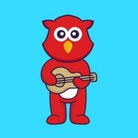 süßer Vogel, der Gitarre spielt. vektor