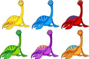 Set Pliosaurus Dinosaurier Zeichentrickfigur vektor