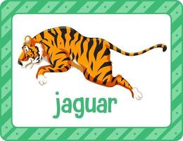 ordförråd flashcard med ordet jaguar vektor