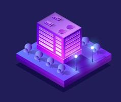 isometrisk ultra city koncept av violett stil, en ultraviolett 3d vektor
