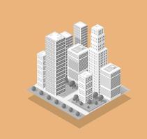 den isometriska 3d-staden med skyskrapa från stadsbyggnaden vektor