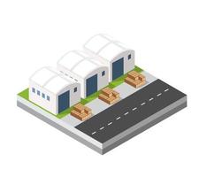 isometrische 3D-Stadtmodul industrielle städtische Fabrik vektor