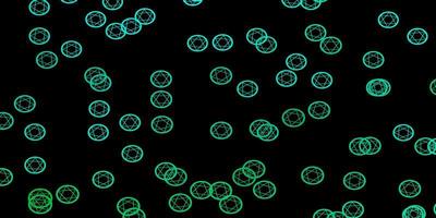 dunkelgrüner Vektorhintergrund mit okkulten Symbolen. vektor