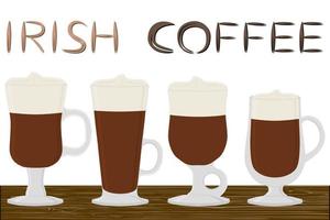 Illustration zum Thema für Sahnecocktail Irish Coffee in Glastasse mit Schaum vektor