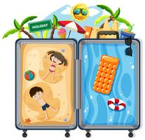 Barn på sommarlovet resväska vektor