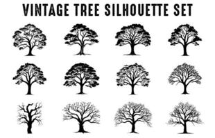 Jahrgang Wald Kiefer Bäume Silhouette Vektor, einstellen von Kiefer Baum Silhouette Wald, Kiefer Bäume bündeln vektor