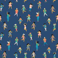 Vektor illustration av dansande kvinnor. Sömlöst mönster.