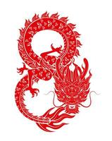 traditionell kinesisk drake röd zodiaken tecken siffra 8 oändlighet isolerat på vit bakgrund för kort design skriva ut media eller festival. Kina lunar kalender djur- Lycklig ny år. vektor illustration.