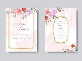 romantisk blommig bröllop inbjudningskort vektor
