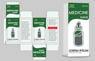 Medizin Papier Verpackung Box Design.. Box Verpackung sterben Schnitt Vorlage Design. Verpackung Vorlage zum Medizin vektor