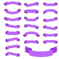 uppsättning av 21 platta violetta isolerade bandbanderoller. lämplig för design. vektor