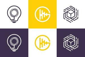 Technologie Logo Design Vektor Sammlung mit kreativ Element Konzept