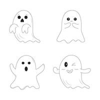 uppsättning av söt rolig läskigt halloween spöke vektor