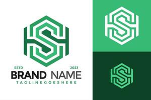 Brief h und s Hexagon Logo Design Vektor Symbol Symbol Illustration