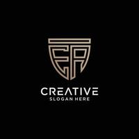 kreativ stil ea brev logotyp design mall med skydda form ikon vektor