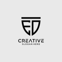 kreativ stil red brev logotyp design mall med skydda form ikon vektor