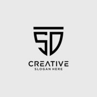 kreativ Stil sd Brief Logo Design Vorlage mit Schild gestalten Symbol vektor