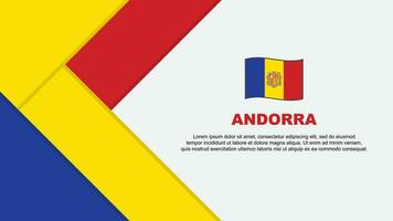 Andorra Flagge abstrakt Hintergrund Design Vorlage. Andorra Unabhängigkeit Tag Banner Karikatur Vektor Illustration. Andorra Illustration