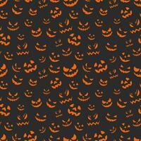 Lycklig halloween sömlös mönster bakgrund med annorlunda pumpa skrämmande ansikten. tecknad serie skrämmande spöke ansikten vektor