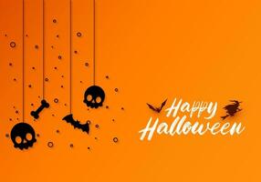 glücklich Halloween Hintergrund mit hängend Halloween Elemente mögen Kürbisse und Schädel vektor