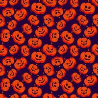 halloween mönster med halloween pumpor på mörk bakgrund vektor