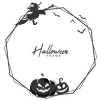 halloween hexagonal ram gräns med Spindel netto och halloween träd vektor