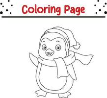 söt pingvin färg sida. Lycklig jul djur- färg bok. vektor