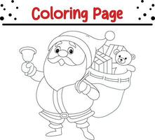 glücklich Santa Färbung Buchseite. Weihnachten Färbung Buch zum Kinder. vektor