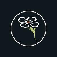 Jasmin Element Vektor Logo. runden Emblem im minimal linear Stil - - natürlich Produkt Design, florist, Kosmetika, Ökologie Konzept, Wellness, Spa, roh Essen Paket.