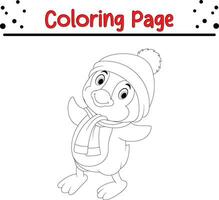söt pingvin färg sida. Lycklig jul djur- färg bok. vektor