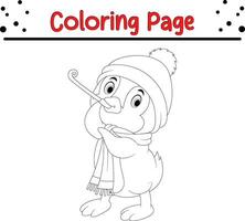 süß Pinguin Färbung Buchseite. glücklich Weihnachten Tier Färbung Buch. vektor