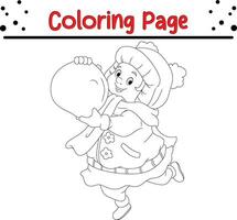 Lycklig jul färg sida. svart och vit vektor illustration för färg bok