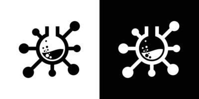laboratorium glas och molekyl logotyp design ikon vektor illustration
