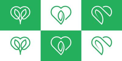 Liebe und Blatt Logo Symbol kreativ Linie Vektor Illustration