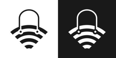 handla väska logotyp och signal design ikon vektor illustration