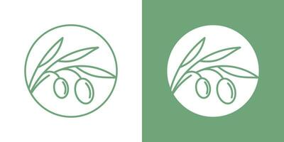 Olive Öl Logo Design Linie Kreis Symbol Vektor Illustration